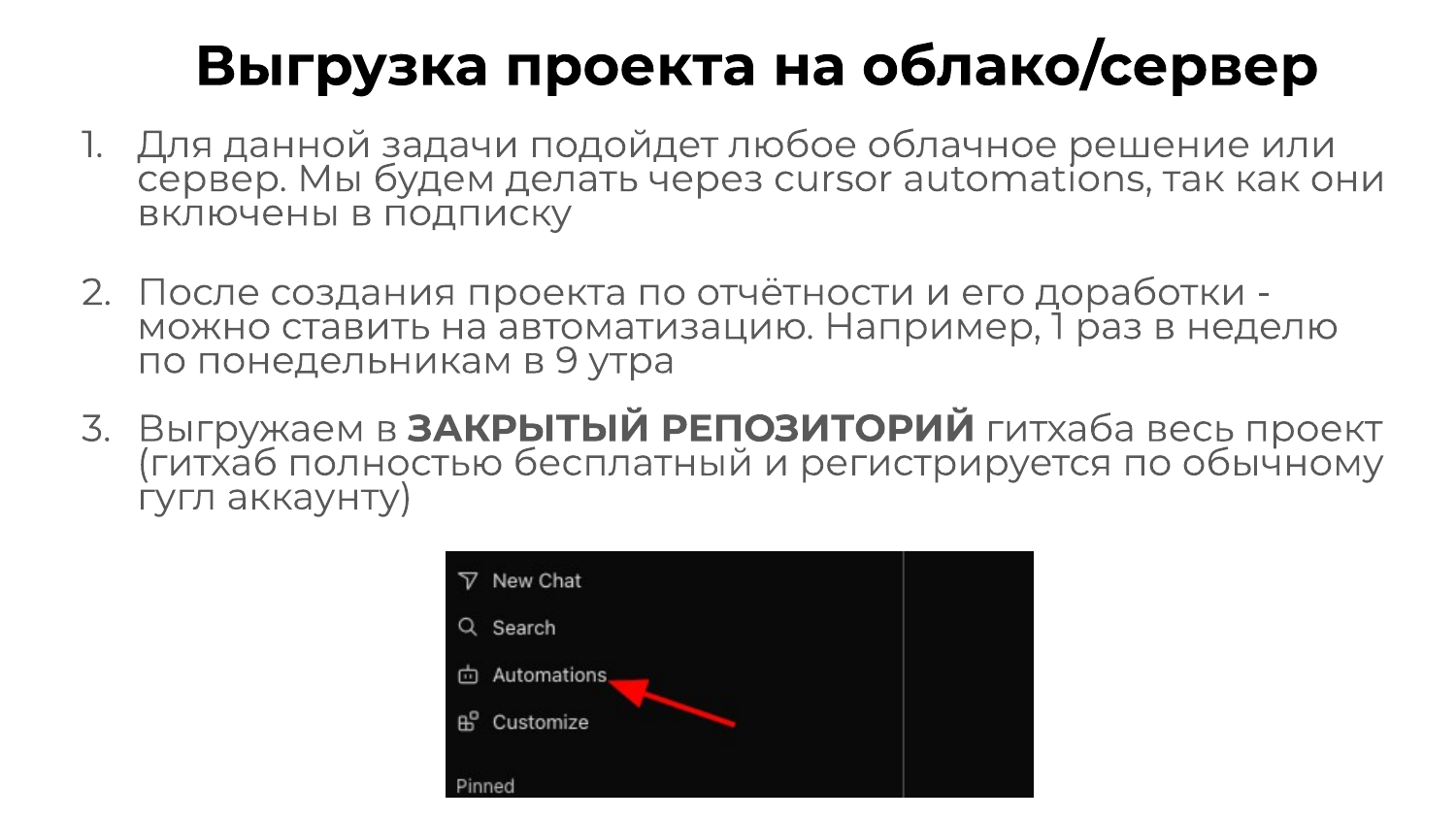 Выгрузка проекта автоматизации отчётности в закрытый репозиторий GitHub