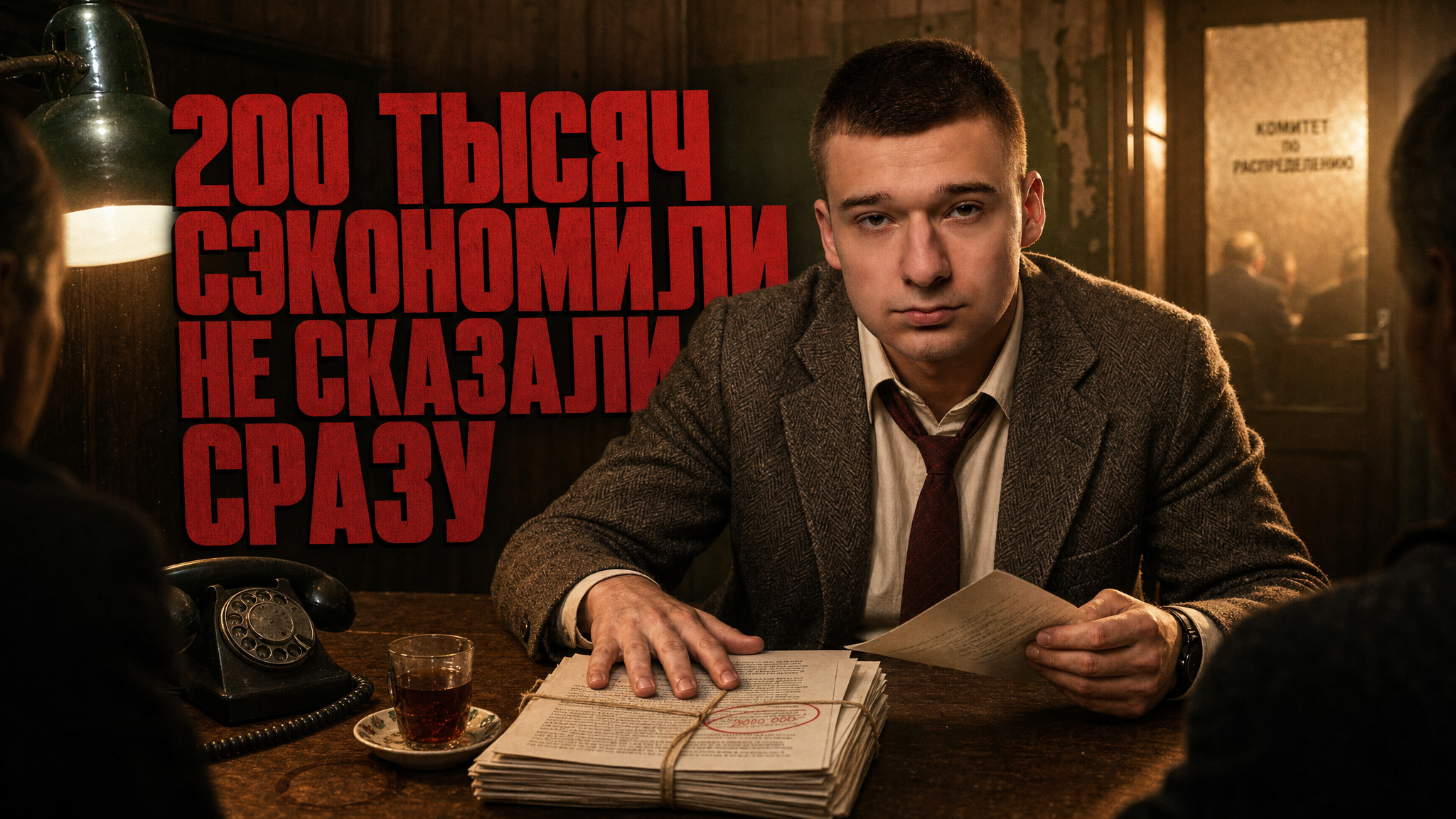Обложка к кейсу ведение яндекс директ: советский кабинет, отчёт с красным кругом, надпись про 200 тысяч, которые не озвучили