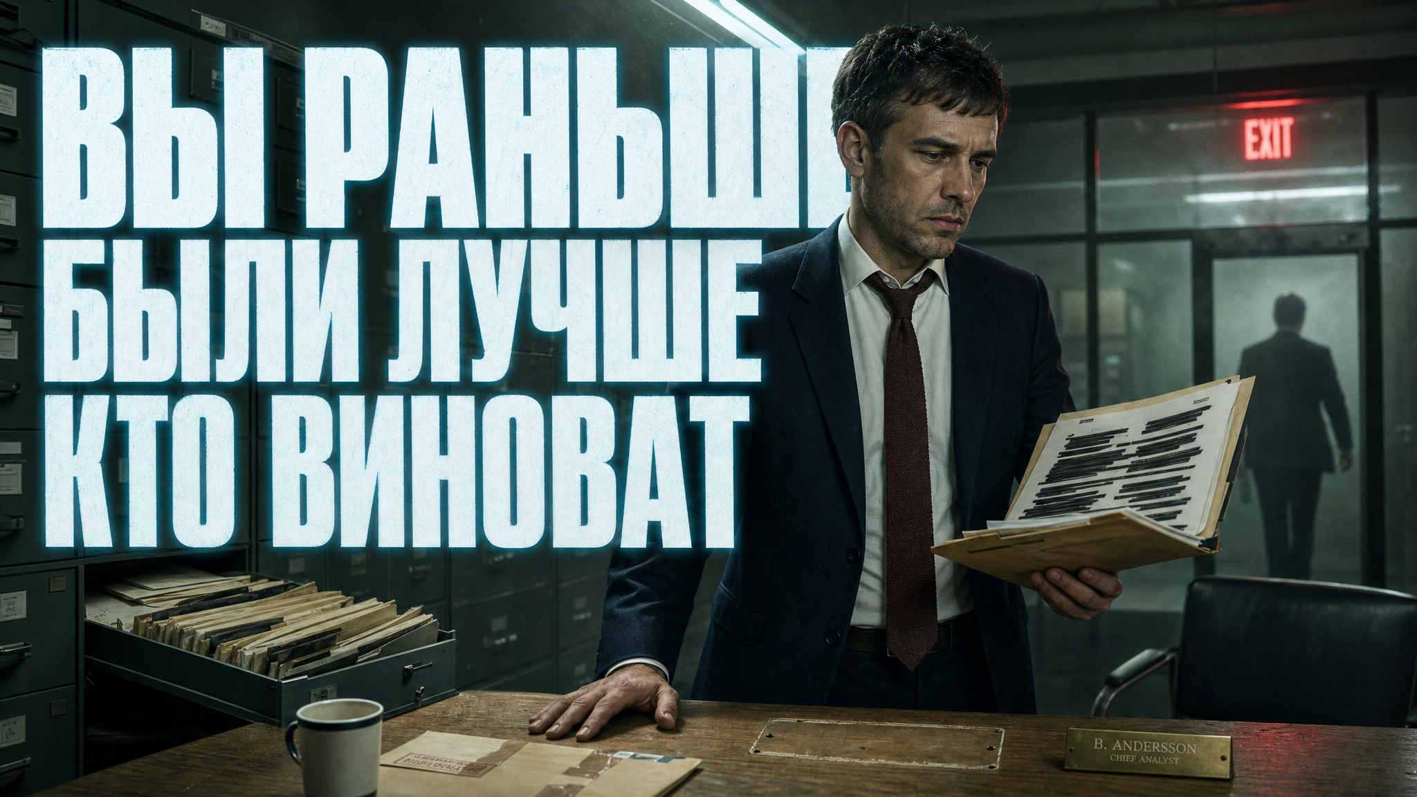 Обложка: архив с зачёркнутыми папками и пустой табличкой имени при смене аккаунта - байка для клиентов рекламных агентств