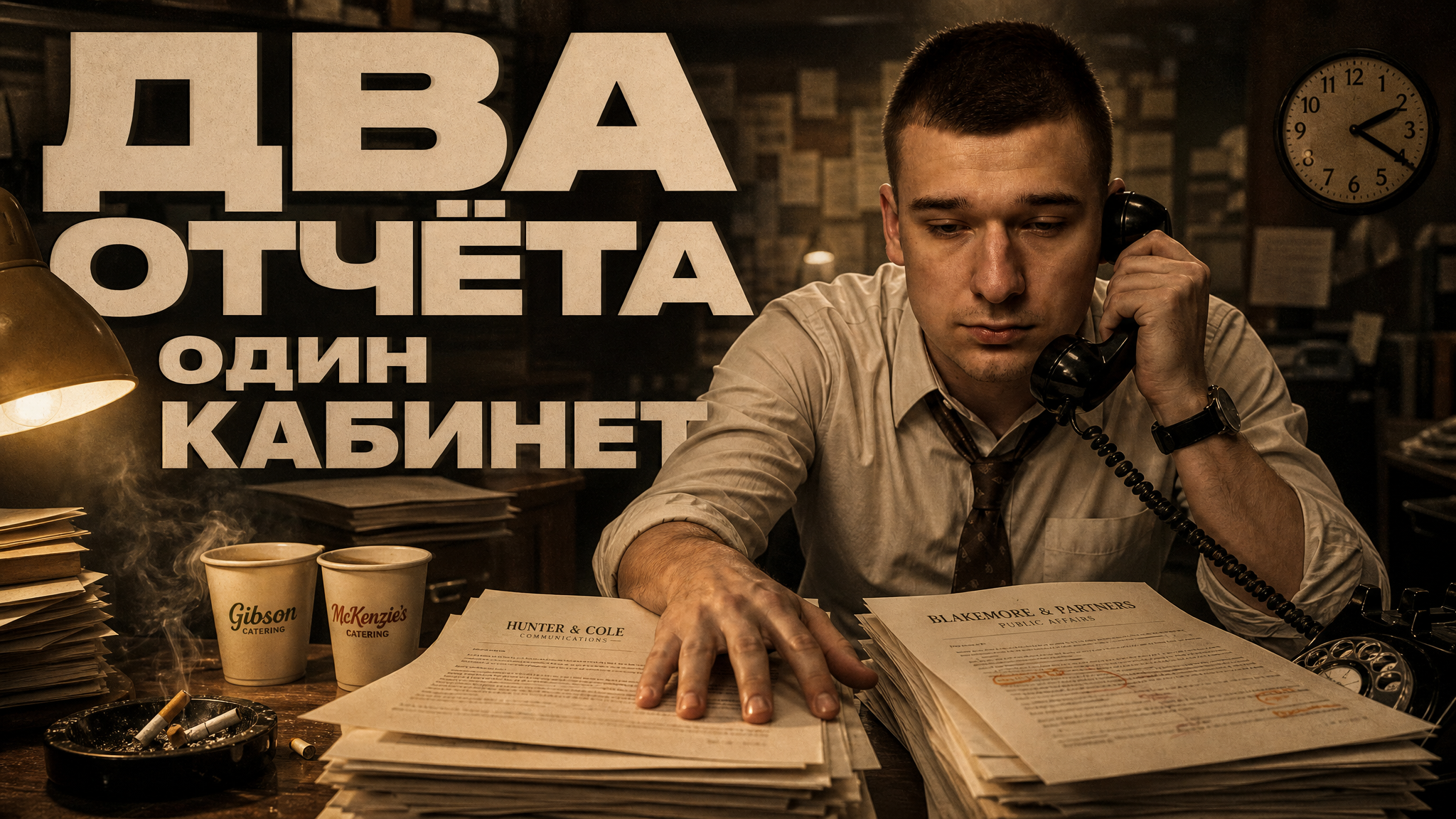 Обложка: два отчёта подрядчиков на одном столе, конфликт в рекламном кабинете - байка владельца агентства