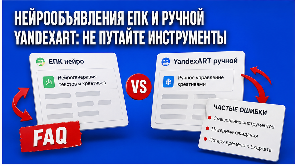 Схема различия нейрообъявлений ЕПК и ручного YandexART