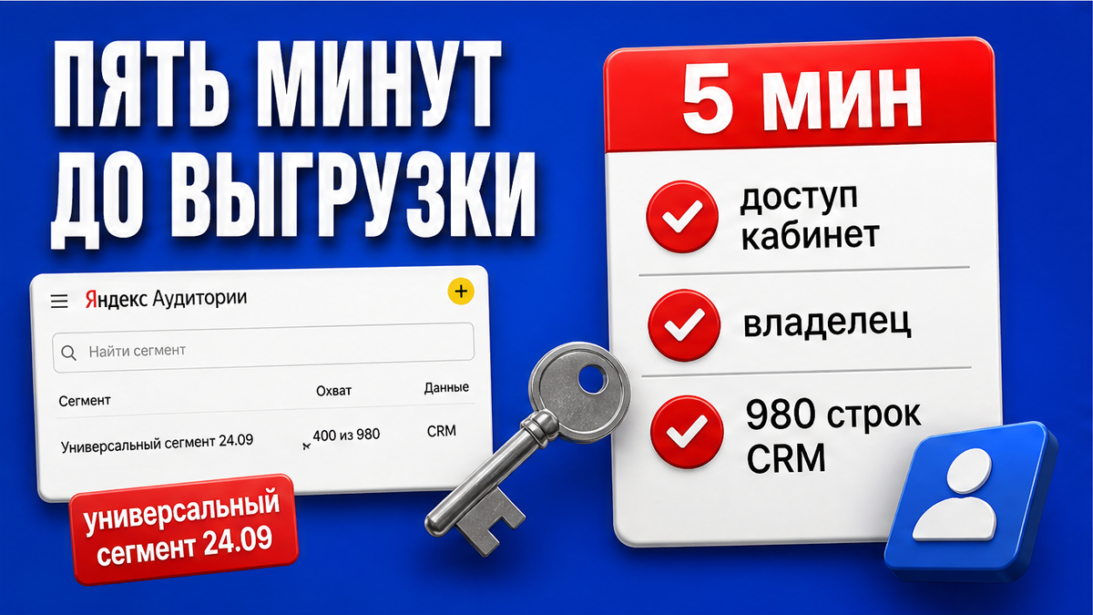 Карточка-инфографика: Пять минут до выгрузки: доступ, владелец кабинета и объём CRM