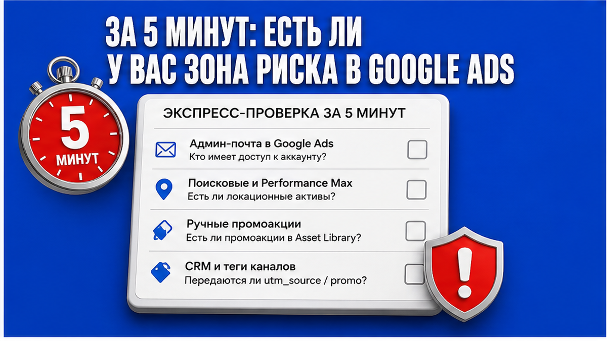 Чек-лист за 5 минут: зона риска Automated Promotions в Google Ads