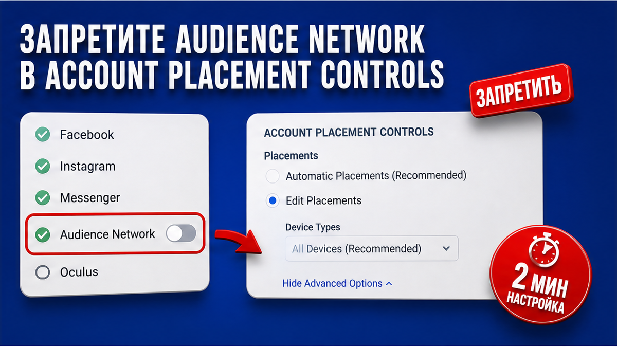 Чеклист: отключить Audience Network в Account placement controls