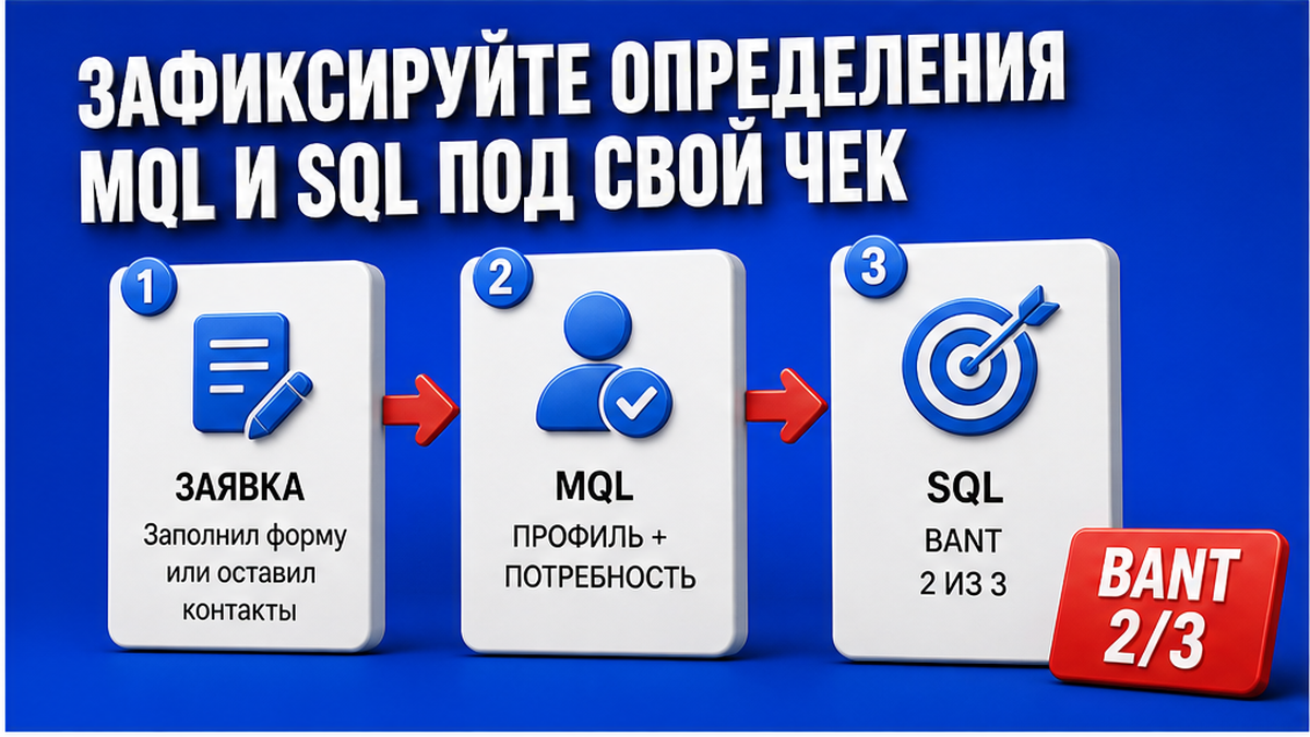 Схема квалификации: от заявки к MQL и SQL с правилом BANT два из трёх