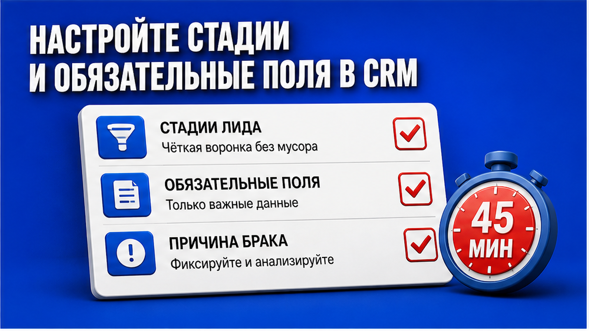 Чеклист стадий CRM и обязательных полей для MQL и SQL за 45 минут