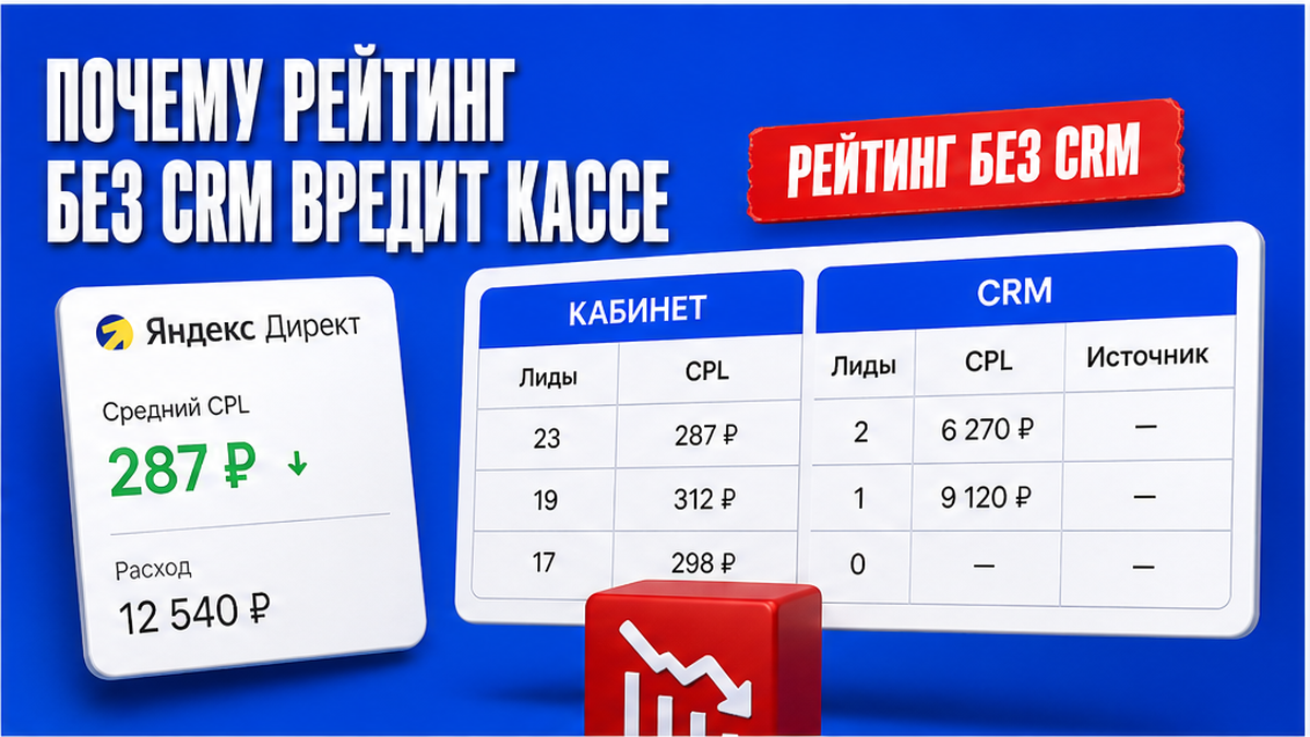 Таблица сравнения кабинета рекламы и CRM: почему рейтинг каналов без учёта вредит кассе
