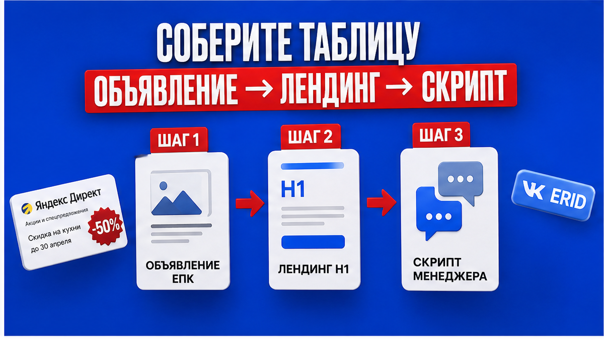 Схема связки объявление — лендинг — скрипт продаж