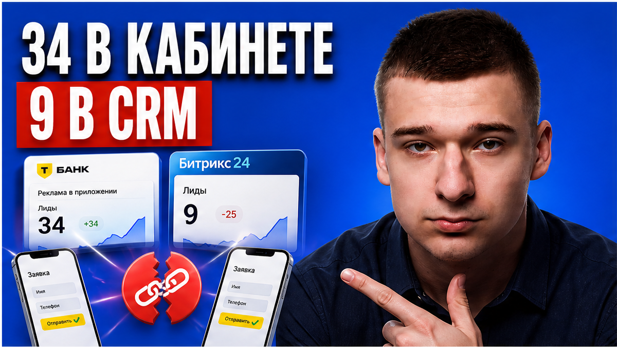 34 заявки в кабинете Т-Рекламы, 9 лидов в Битрикс24? Сверка API и CRM за 45 минут