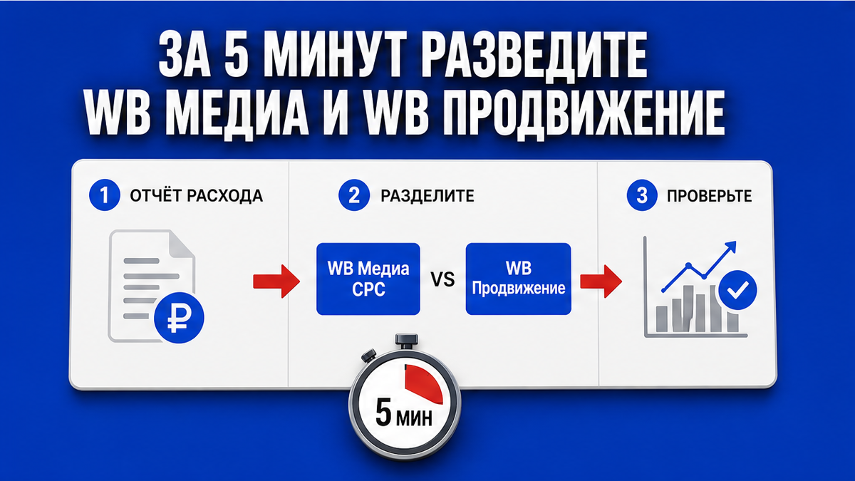 Схема за 5 минут: разделить расход WB Медиа и WB Продвижение